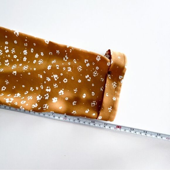 Monk & Lou Dress Floral Shift Mustard 3/4 Cuffed Sleeve Women's S - Picture 8 of 10